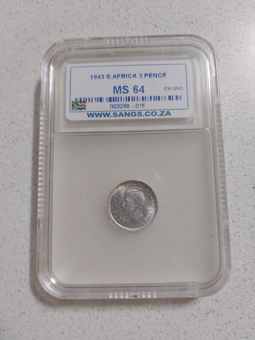1943 S.AFRICA 3 PENCE MS 64